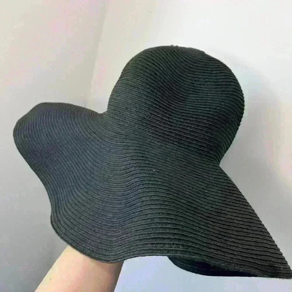 Joe Fresh Women’s Black Paper Polyester Large Euro Summer Coastal Sun Hat - Picture 2 of 8